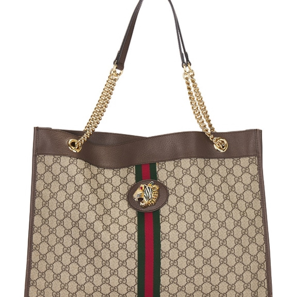 Gucci GG Supreme Ophidia Chain Tote Bag in Beige
